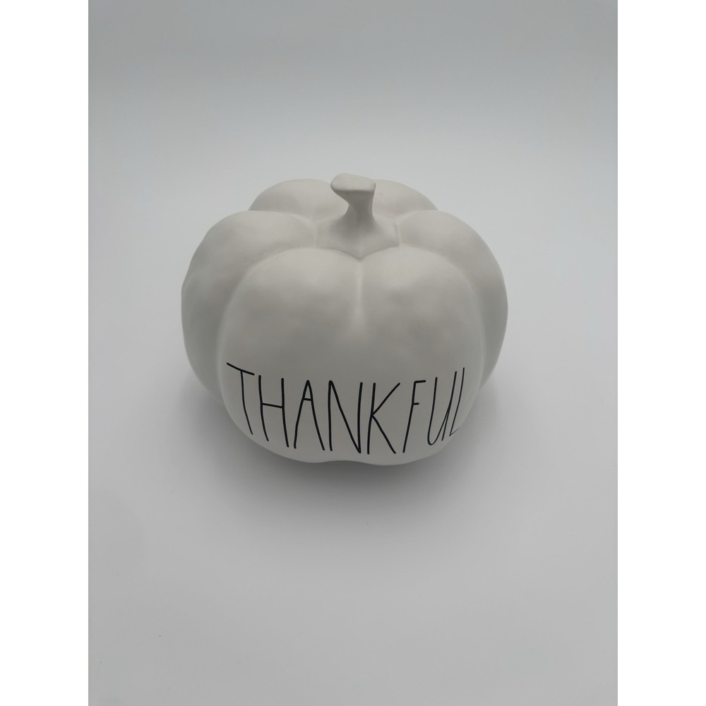 Rae Dunn White Ceramic Pumpkin THANKFUL Thanksgiving Fall Halloween Decor Large